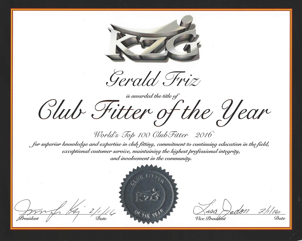 Gerald Friz, Golf+IT - World's Top 100 Clubfitters 2016