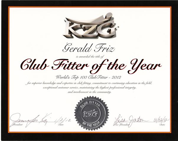 Gerald Friz, Golf+IT - World's Top 100 Clubfitters 2012